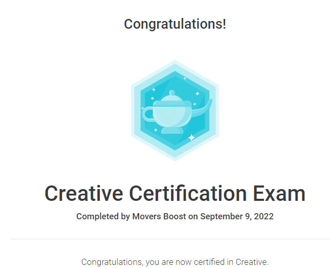 MoversBoost Creative Certification Exam