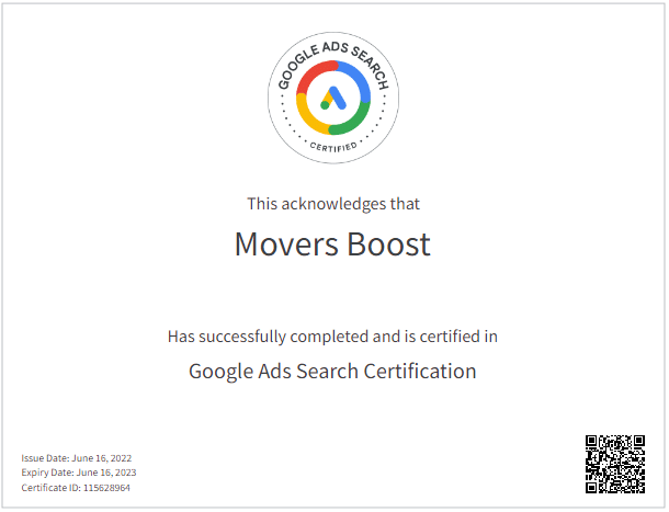 MoversBoost Google Ads Search 2